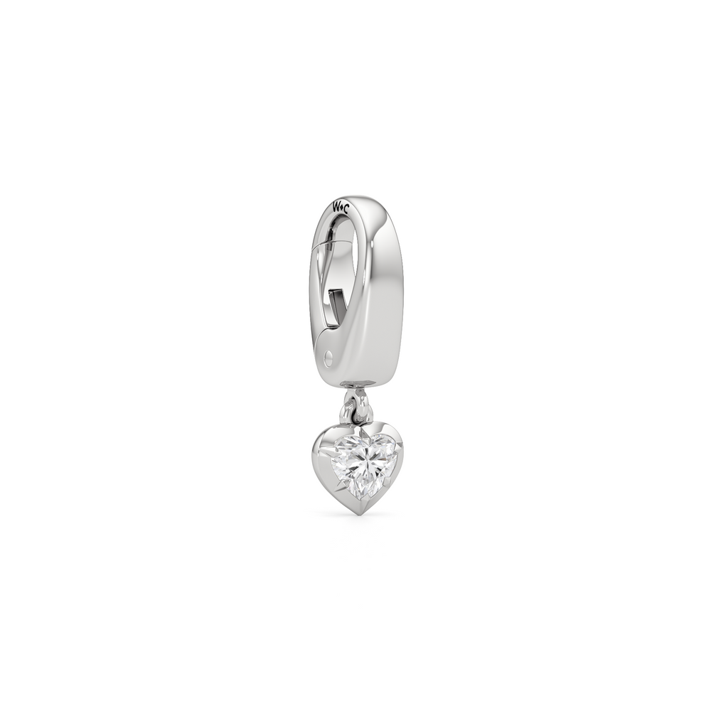 Amour Charm with 14KT White Gold Cut Diamond in 14KT White Gold view 2
