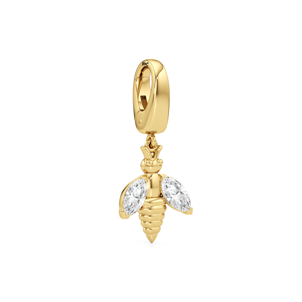Bee Charm with 14KT Yellow Gold Cut Diamond in 14KT Yellow Gold view 2
