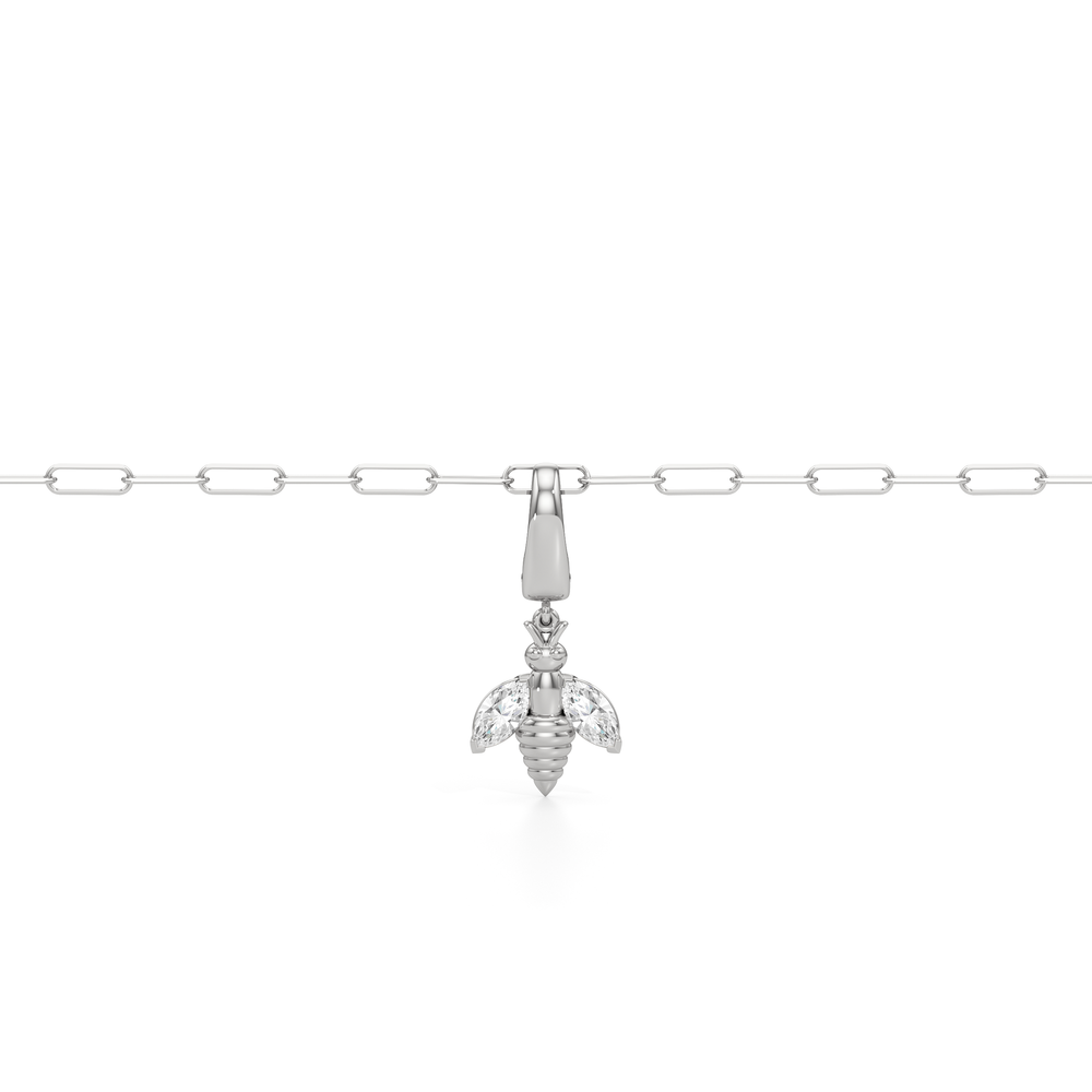 The Trace Chain Bracelet + Melora with Lab Cut Diamond in 14KT White Gold view 4
