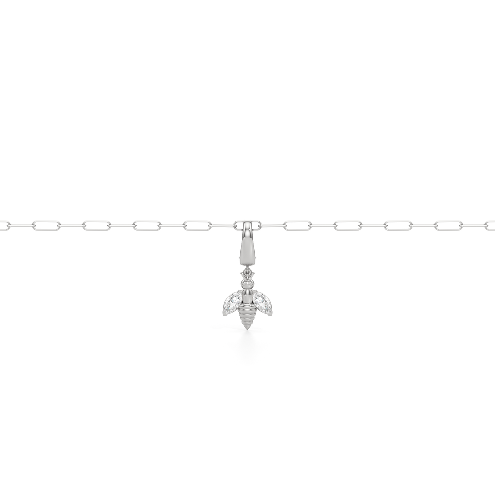 The Trace Chain Bracelet + Melora with Lab Cut Diamond in 14KT White Gold view 5
