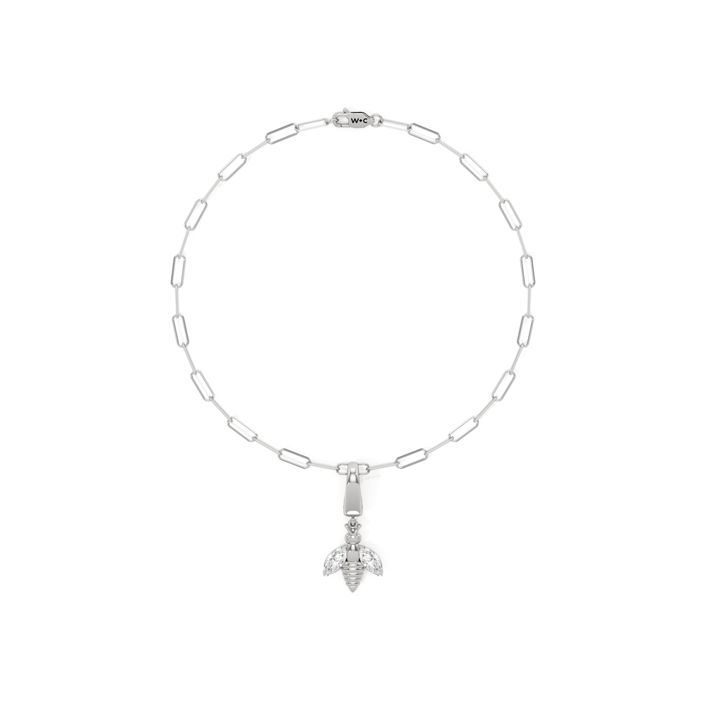 The Trace Chain Bracelet + Melora with Lab Cut Diamond in 14KT White Gold view 1
