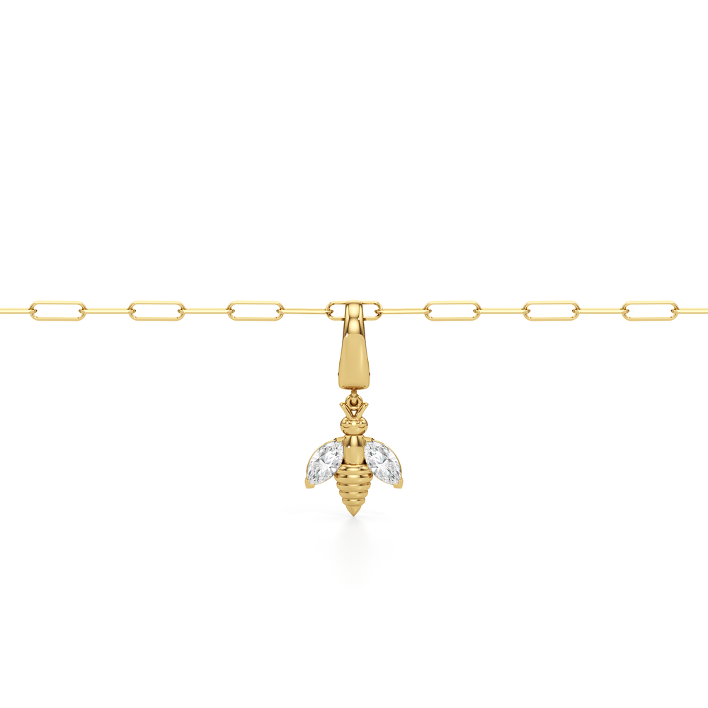 The Trace Chain Bracelet + Melora with Lab Cut Diamond in 14KT Yellow Gold view 4
