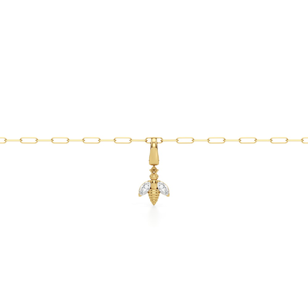 The Trace Chain Bracelet + Melora with Lab Cut Diamond in 14KT Yellow Gold view 5
