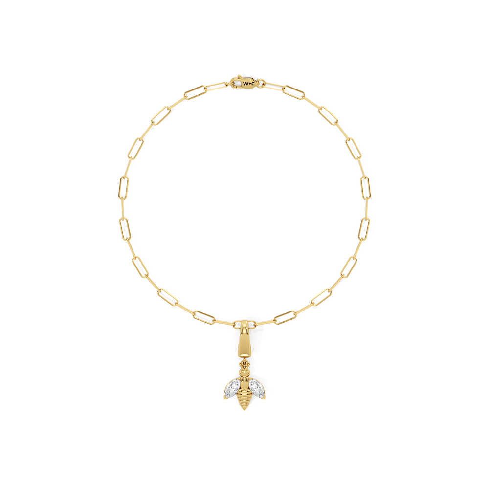 The Trace Chain Bracelet + Melora with Lab Cut Diamond in 14KT Yellow Gold view 1

