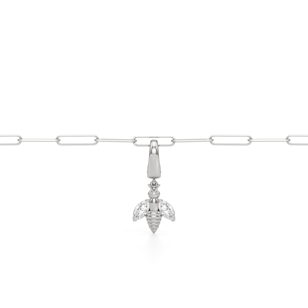 The Duo Chain Bracelet + Melora with Lab Cut Diamond in 14KT White Gold view 4
