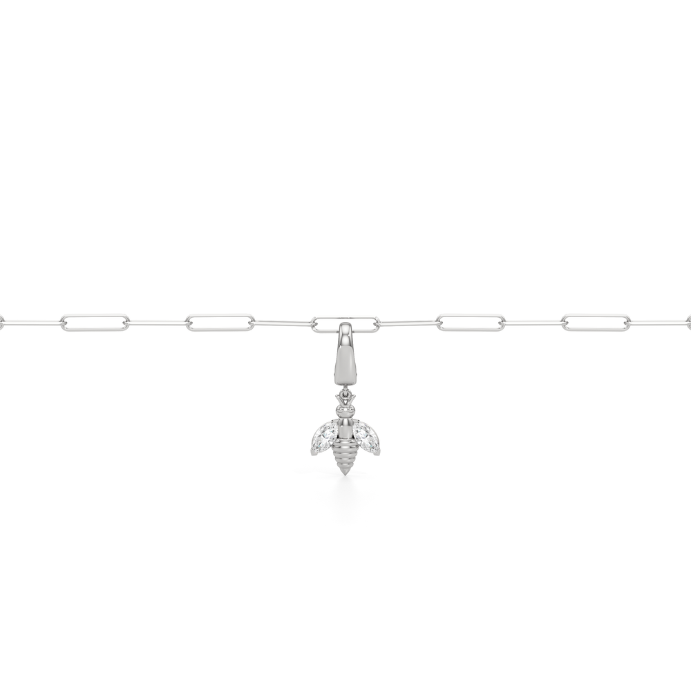 The Duo Chain Bracelet + Melora with Lab Cut Diamond in 14KT White Gold view 5

