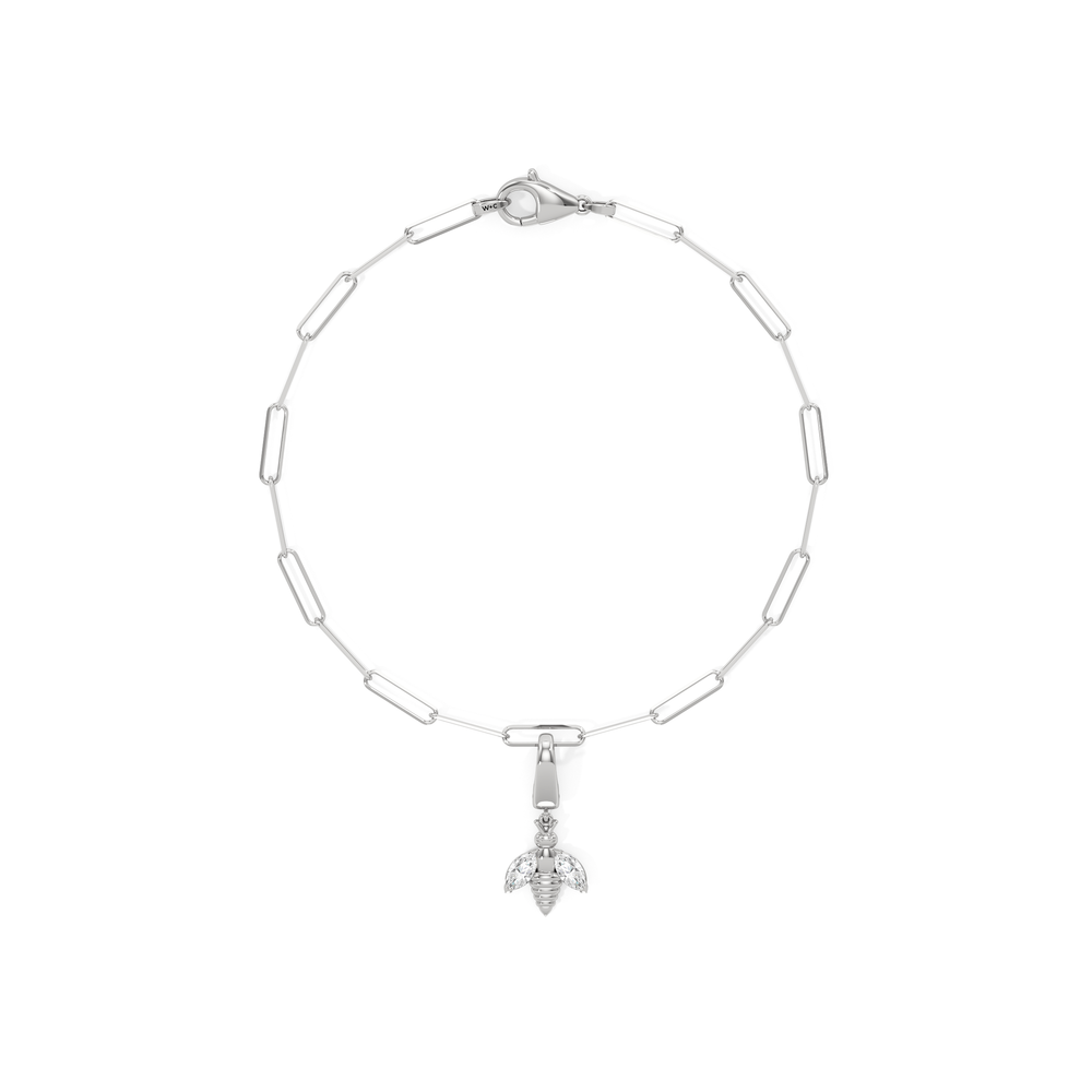 The Duo Chain Bracelet + Melora with Lab Cut Diamond in 14KT White Gold view 1

