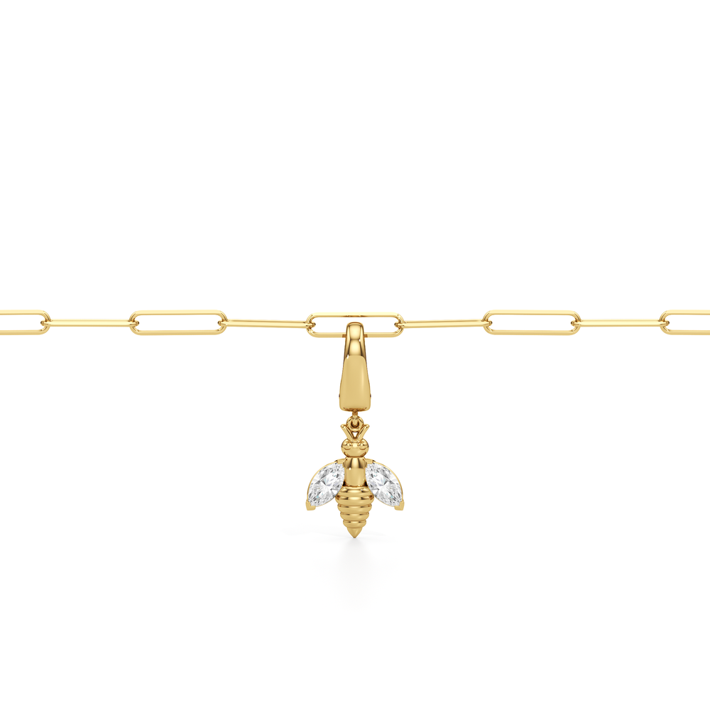 The Duo Chain Bracelet + Melora with Lab Cut Diamond in 14KT Yellow Gold view 4
