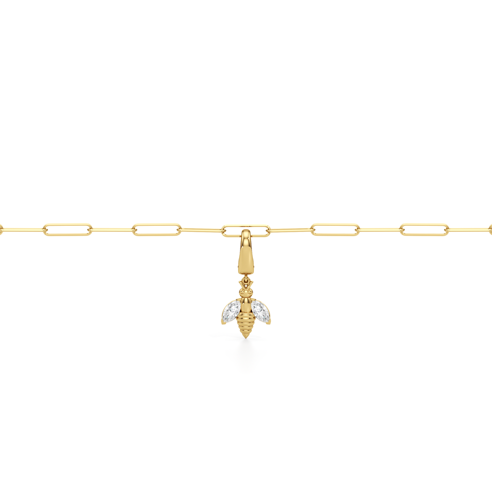The Duo Chain Bracelet + Melora with Lab Cut Diamond in 14KT Yellow Gold view 5
