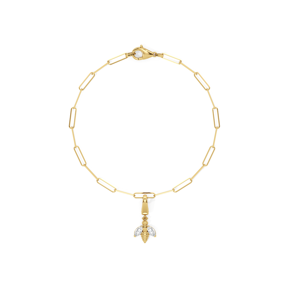 The Duo Chain Bracelet + Melora with Lab Cut Diamond in 14KT Yellow Gold view 1
