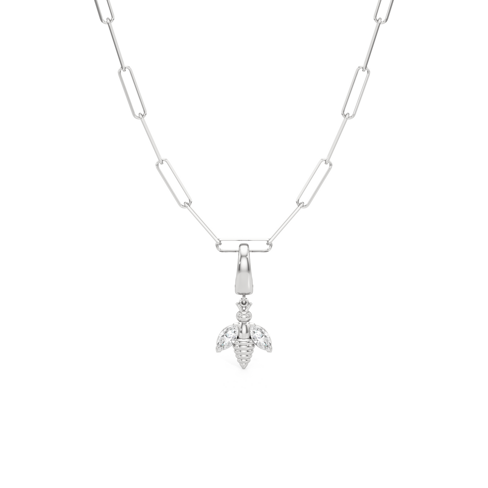 The Lia Chain Necklace  + Melora with 14KT White Gold / Lab / 0 Cut Diamond in 14KT White Gold / Lab / 0 view 1
