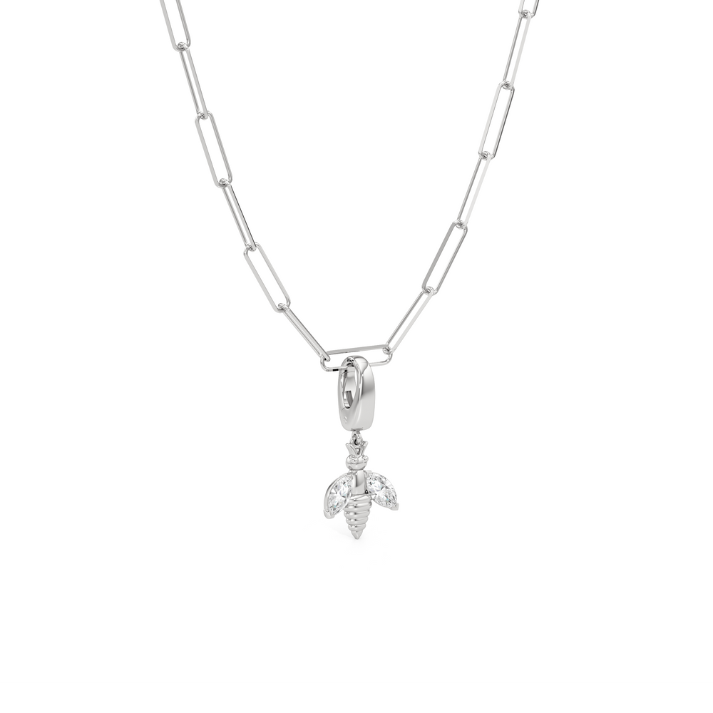 The Lia Chain Necklace  + Melora with 14KT White Gold / Lab / 0 Cut Diamond in 14KT White Gold / Lab / 0 view 5
