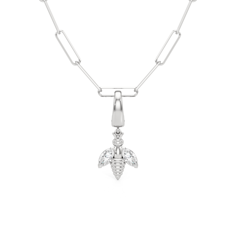 The Lia Chain Necklace  + Melora with 14KT White Gold / Lab / 0 Cut Diamond in 14KT White Gold / Lab / 0 view 4

