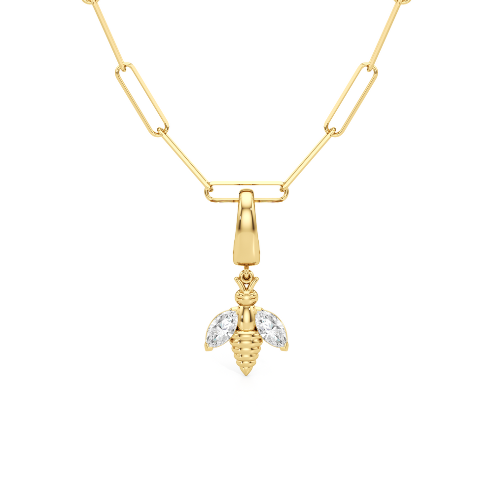 The Lia Chain Necklace  + Melora with 14KT Yellow Gold / Lab / 0 Cut Diamond in 14KT Yellow Gold / Lab / 0 view 4
