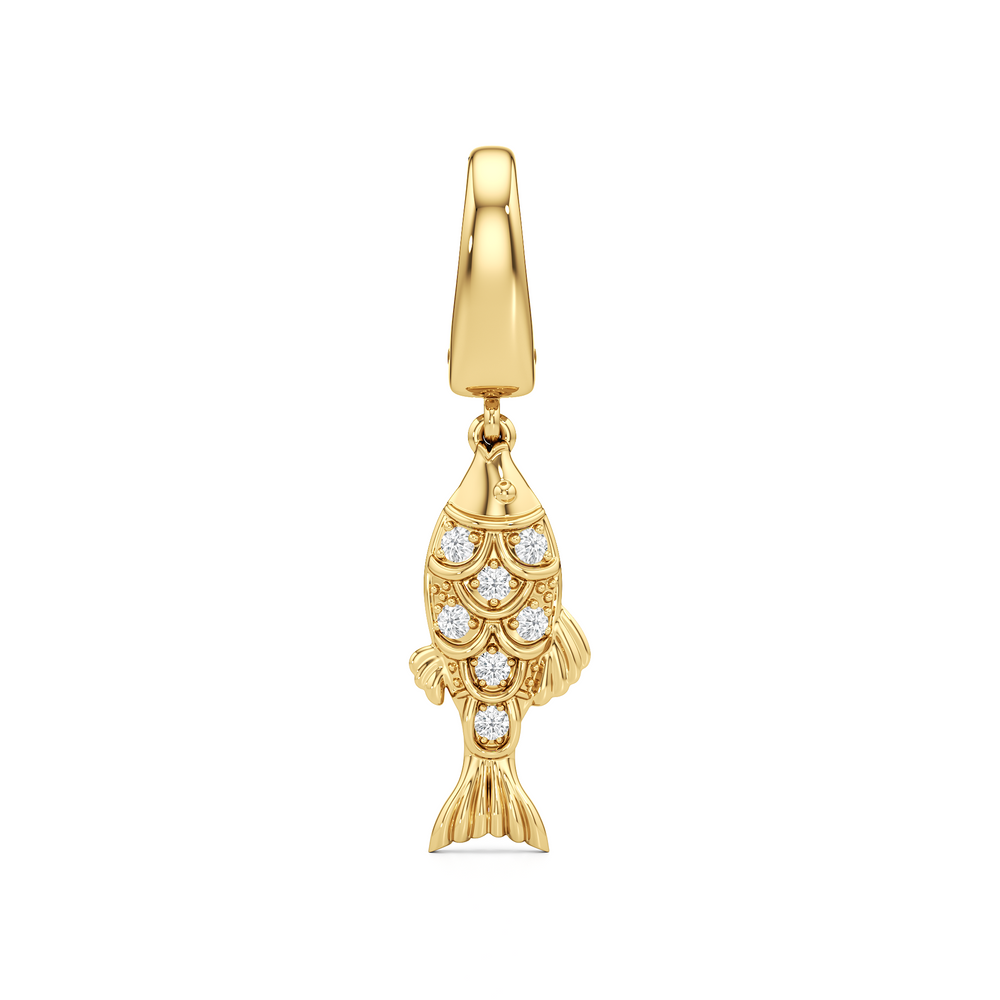 Sardine Charm with 14KT Yellow Gold Cut Diamond in 14KT Yellow Gold view 1
