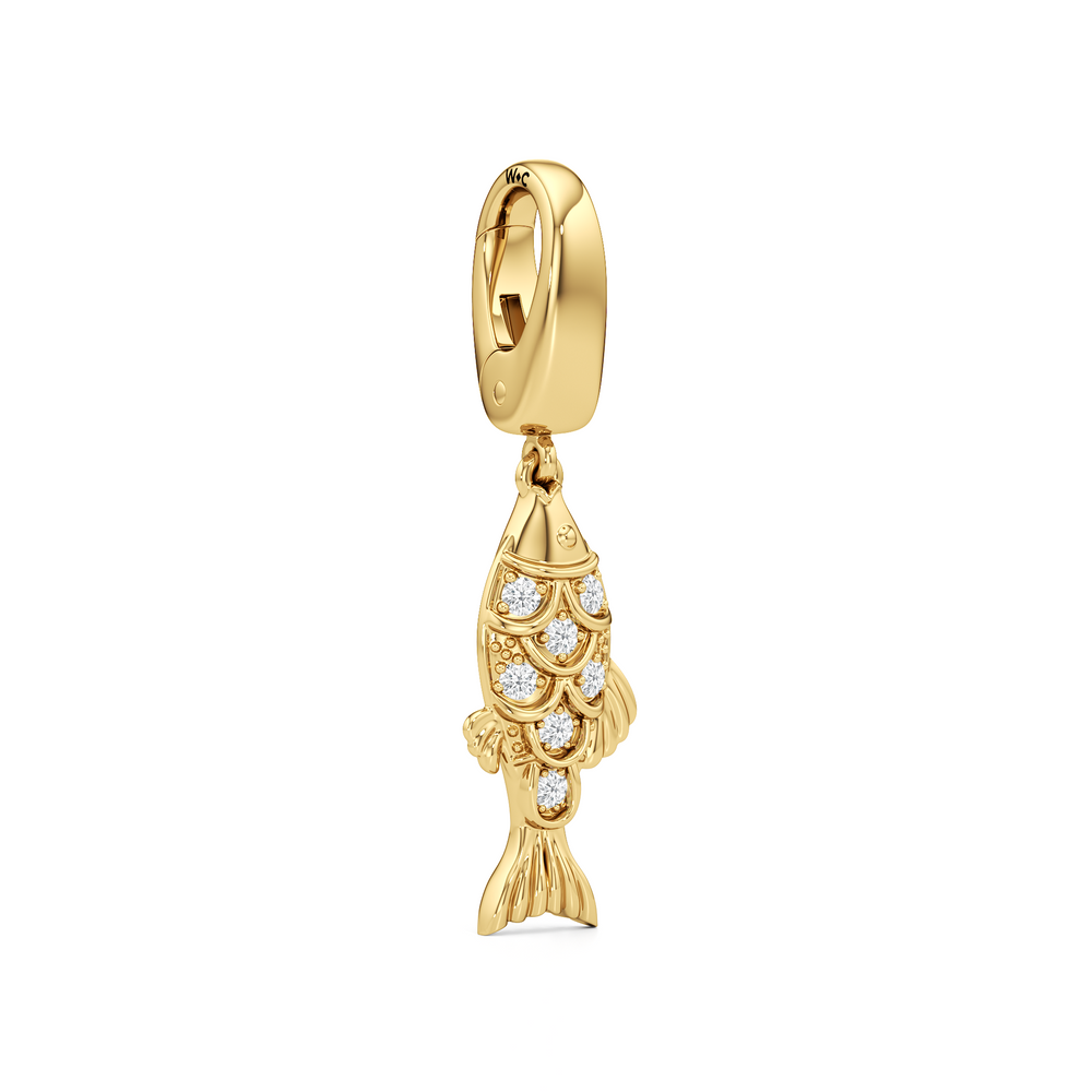 Sardine Charm with 14KT Yellow Gold Cut Diamond in 14KT Yellow Gold view 2
