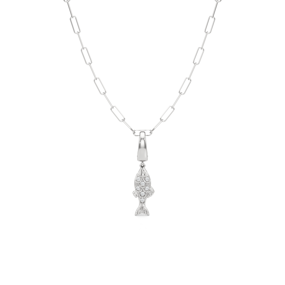 The Siena Chain Necklace + Melora with 14KT White Gold / Lab / 0 Cut Diamond in 14KT White Gold / Lab / 0 view 1
