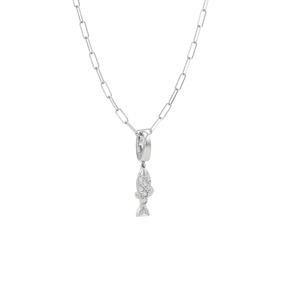 The Siena Chain Necklace + Melora with 14KT White Gold / Lab / 0 Cut Diamond in 14KT White Gold / Lab / 0 view 5
