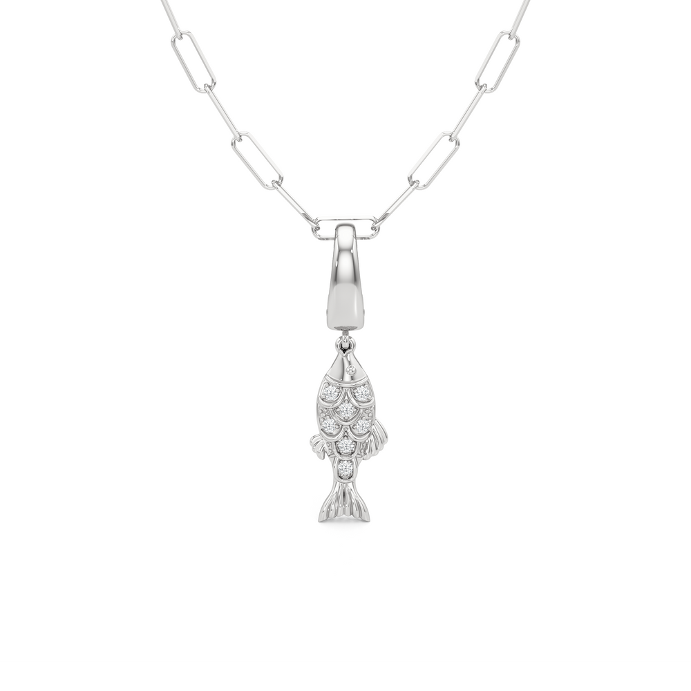 The Siena Chain Necklace + Melora with 14KT White Gold / Lab / 0 Cut Diamond in 14KT White Gold / Lab / 0 view 4

