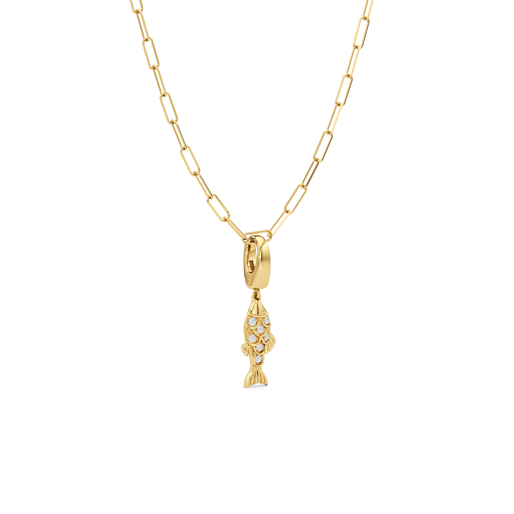 The Siena Chain Necklace + Melora with 14KT Yellow Gold / Lab / 0 Cut Diamond in 14KT Yellow Gold / Lab / 0 view 5
