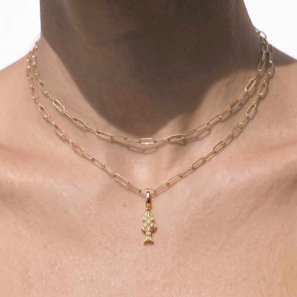 The Siena Chain Necklace + Melora with 14KT White Gold / Lab / 0 Cut Diamond in 14KT White Gold / Lab / 0 view 3
