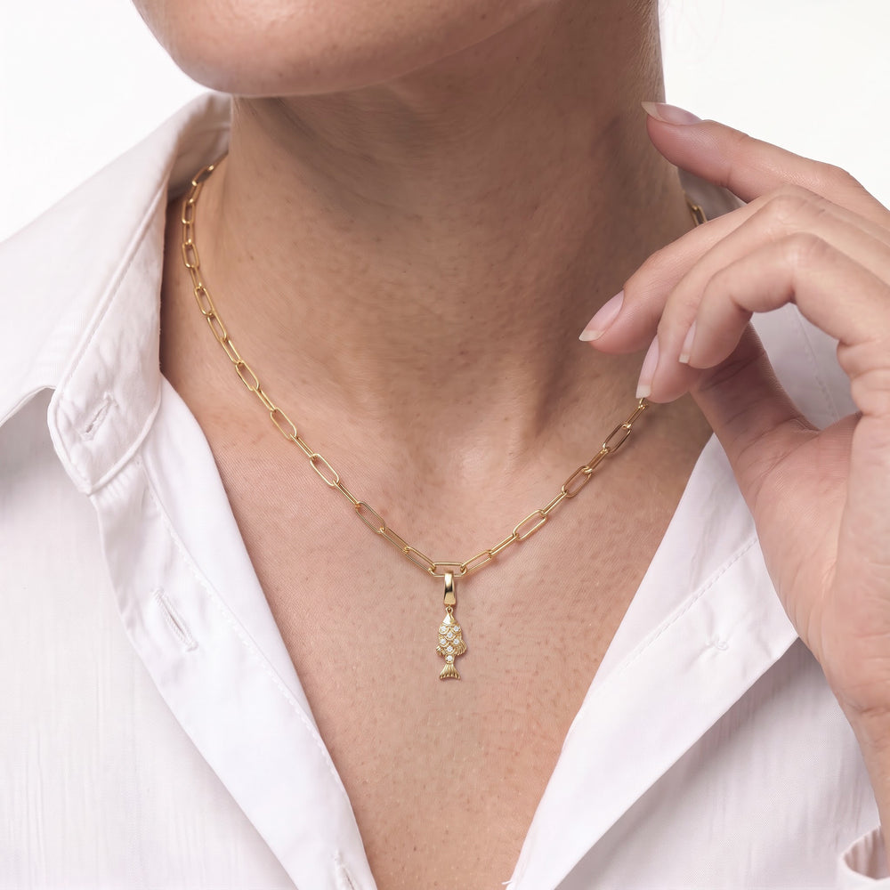 The Siena Chain Necklace + Melora with 14KT Yellow Gold / Lab / 0 Cut Diamond in 14KT Yellow Gold / Lab / 0 view 2
