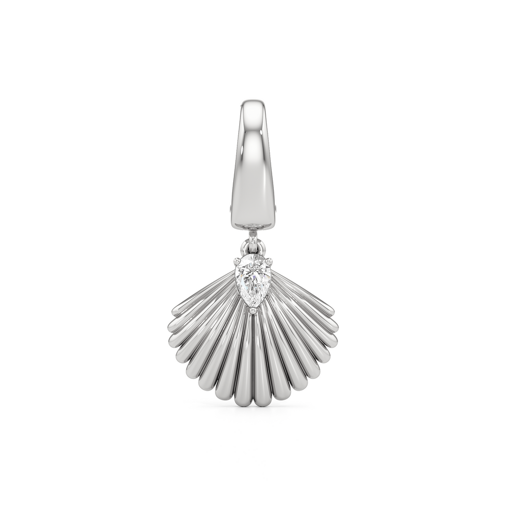 Shell Charm with 14KT White Gold Cut Diamond in 14KT White Gold view 1
