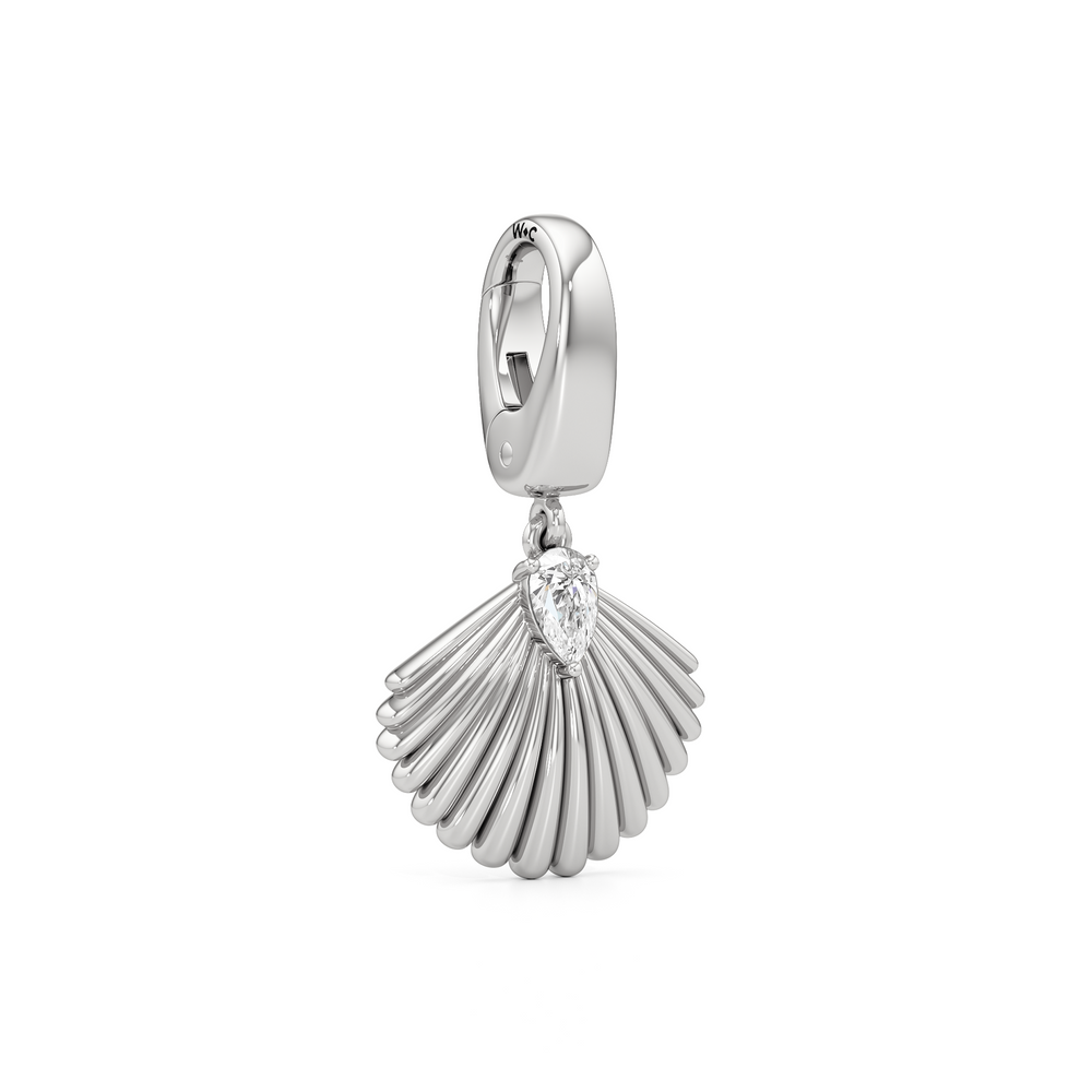 Shell Charm with 14KT White Gold Cut Diamond in 14KT White Gold view 2
