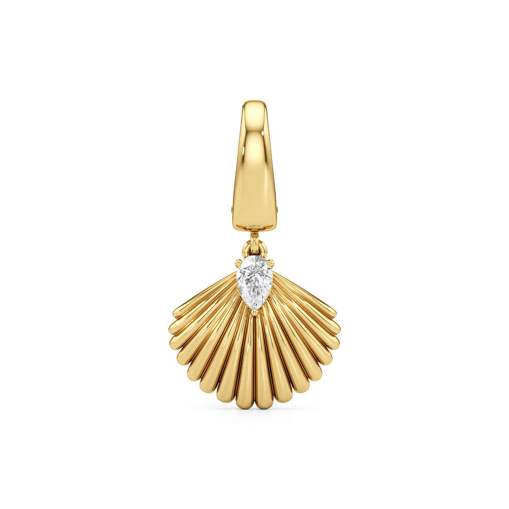 Shell Charm with 14KT Yellow Gold Cut Diamond in 14KT Yellow Gold view 1
