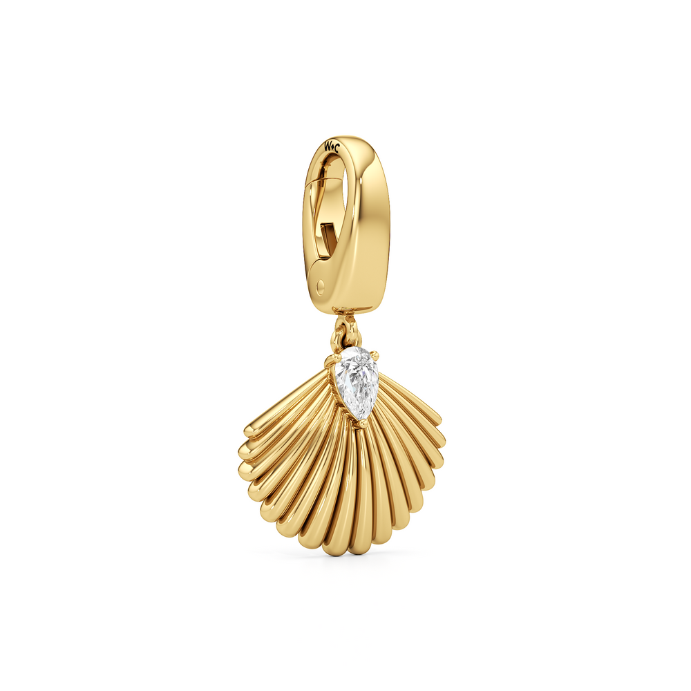 Shell Charm with 14KT Yellow Gold Cut Diamond in 14KT Yellow Gold view 2
