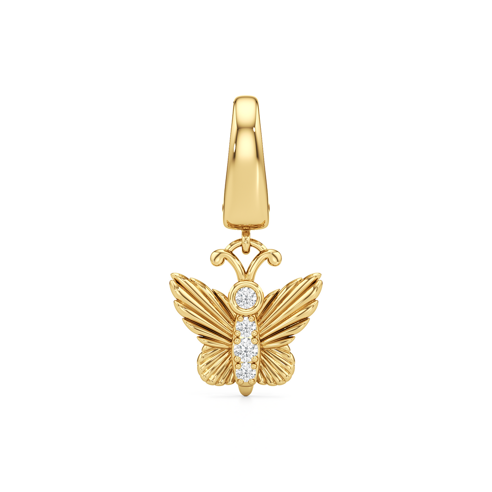 Butterfly Charm with 14KT Yellow Gold Cut Diamond in 14KT Yellow Gold view 1

