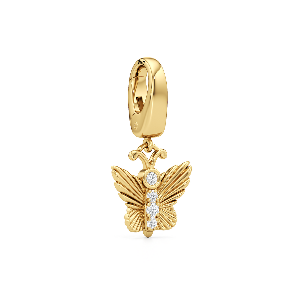 Butterfly Charm with 14KT Yellow Gold Cut Diamond in 14KT Yellow Gold view 2
