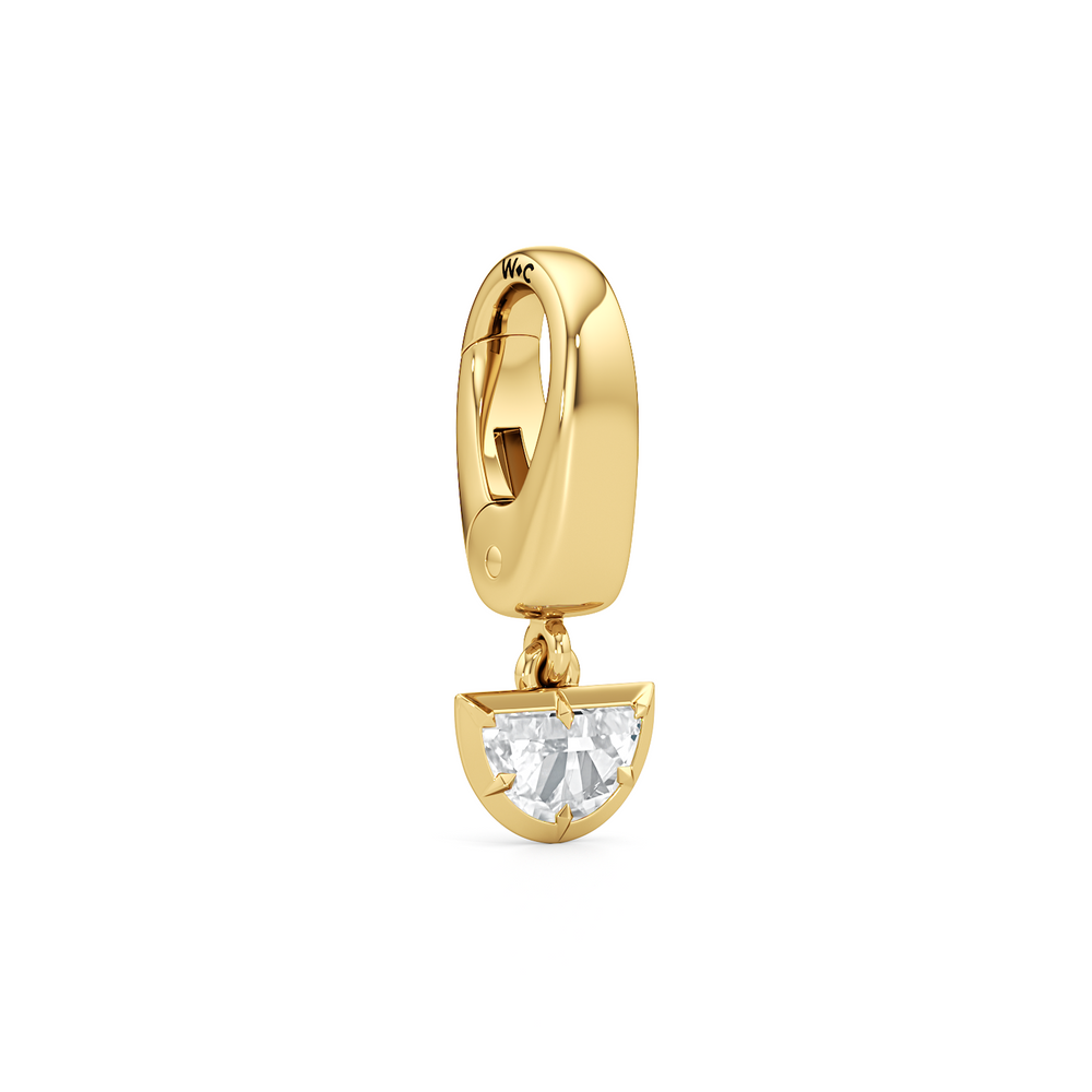 Half Moon Charm with 14KT Yellow Gold Cut Diamond in 14KT Yellow Gold view 2
