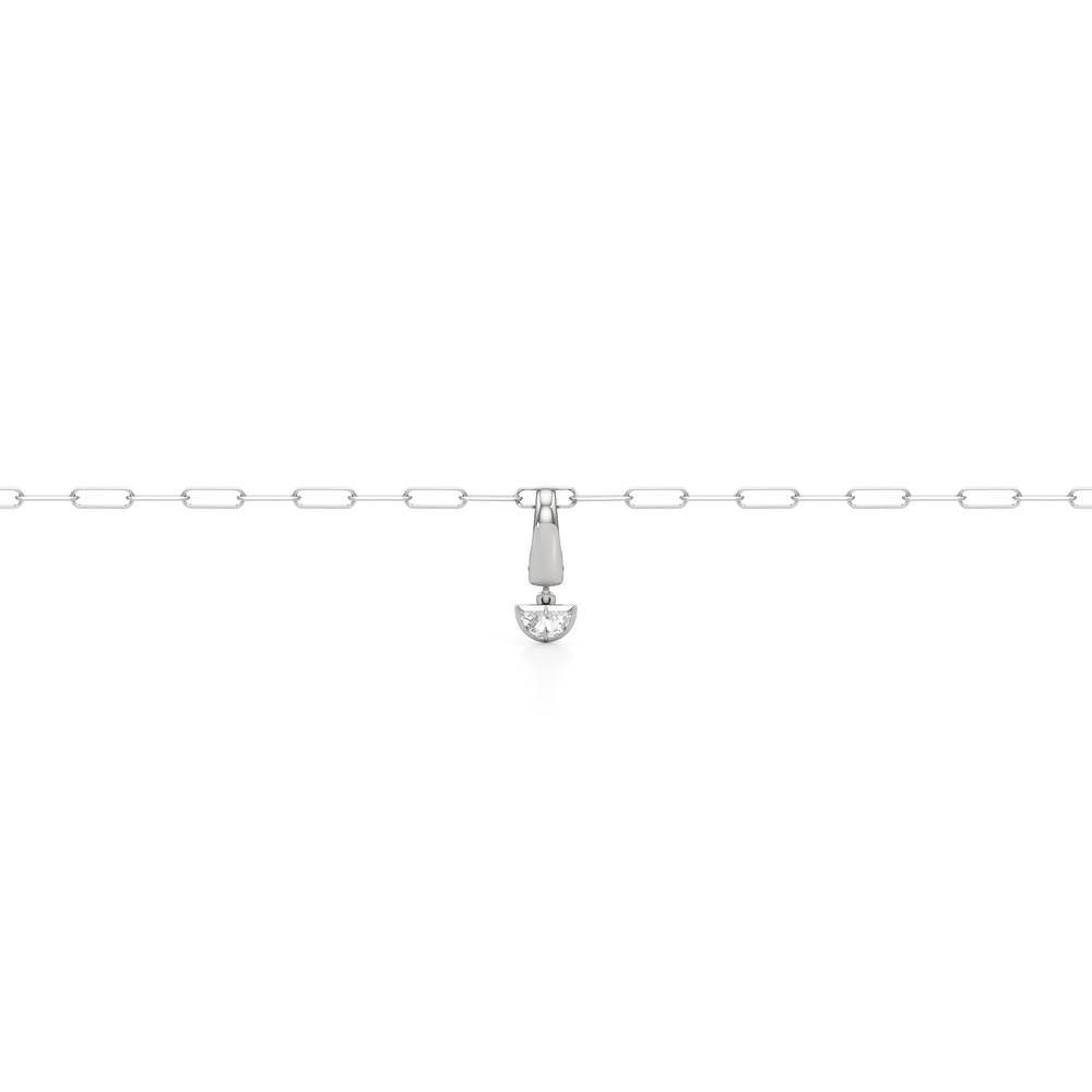 The Trace Chain Bracelet + Curve with Lab Cut Diamond in 14KT White Gold view 5
