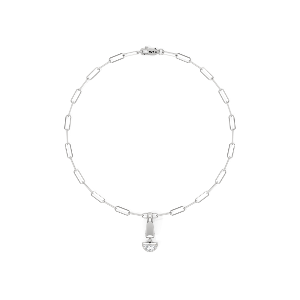 The Trace Chain Bracelet + Curve with Lab Cut Diamond in 14KT White Gold view 1

