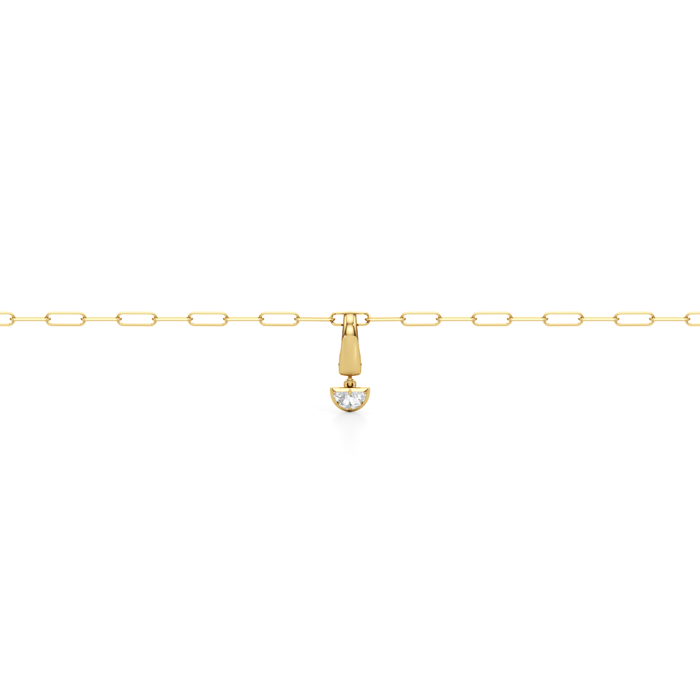 The Trace Chain Bracelet + Curve with Lab Cut Diamond in 14KT Yellow Gold view 5
