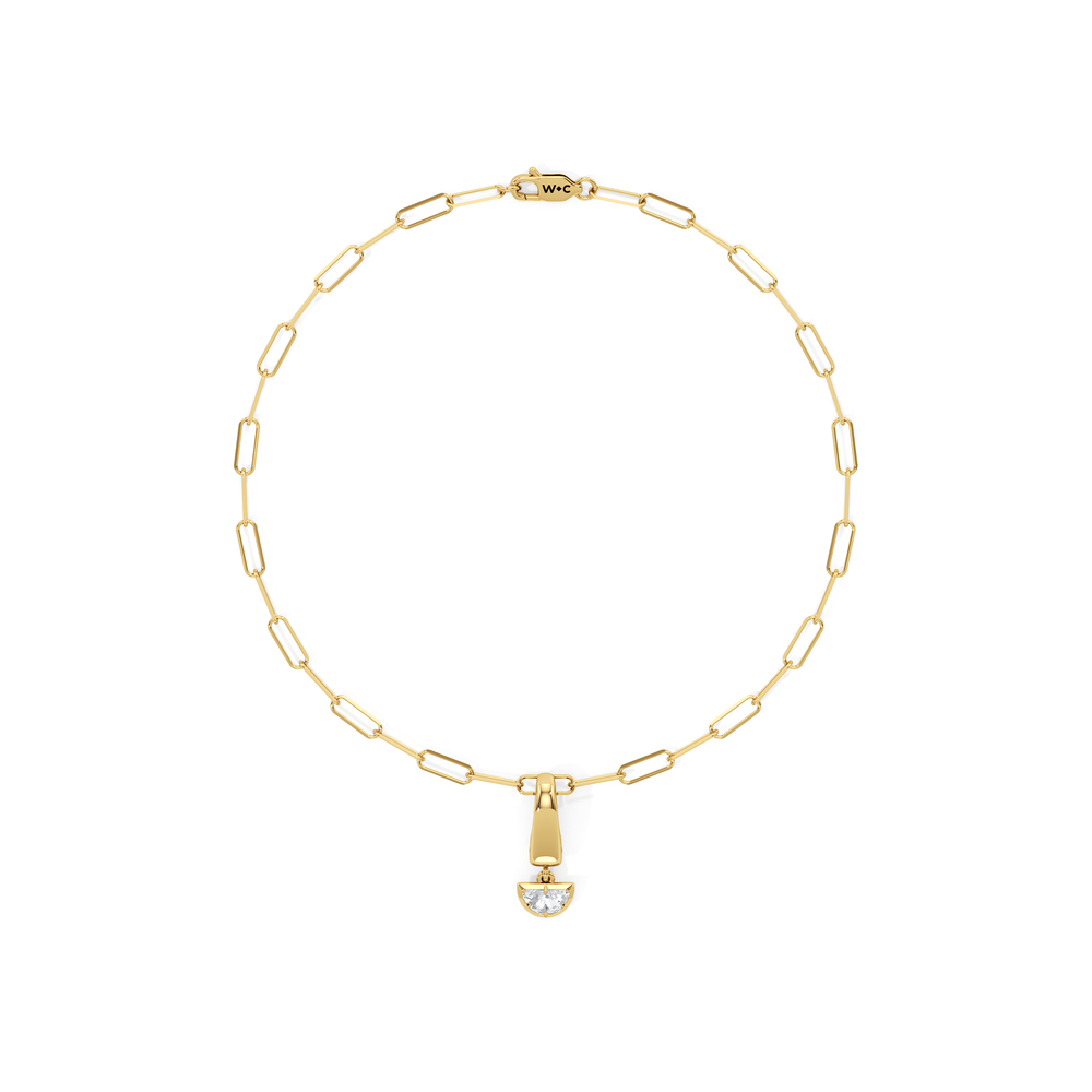 The Trace Chain Bracelet + Curve with Lab Cut Diamond in 14KT Yellow Gold view 1
