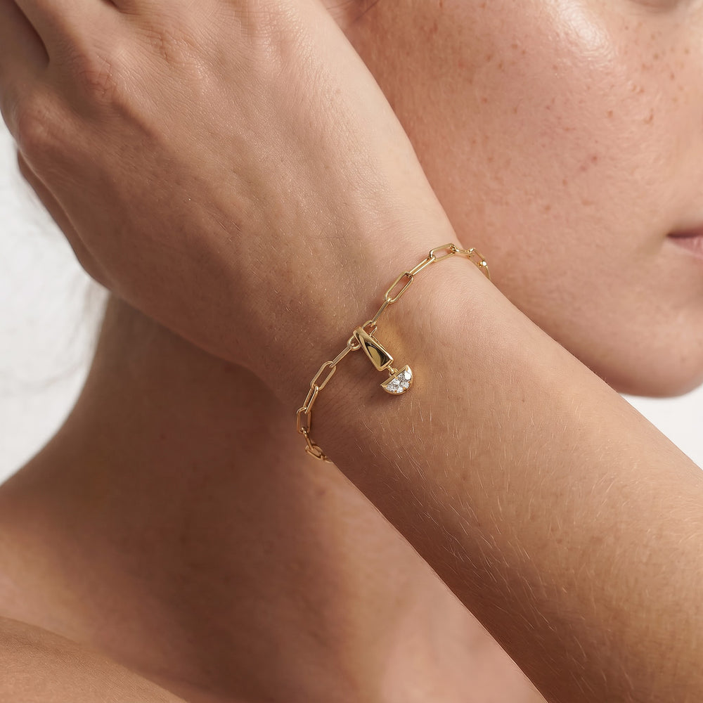 The Trace Chain Bracelet + Curve with Lab Cut Diamond in 14KT White Gold view 2
