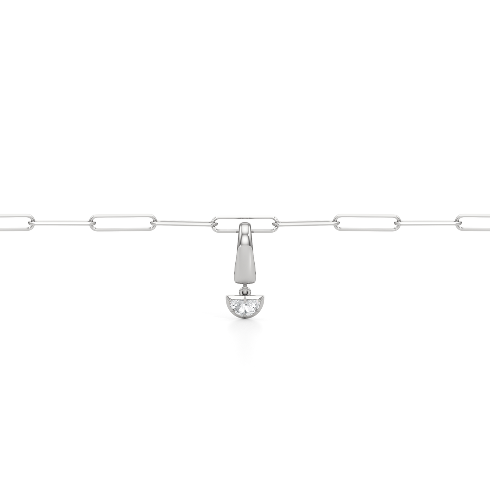 The Duo Chain Bracelet + Curve with Lab Cut Diamond in 14KT White Gold view 4
