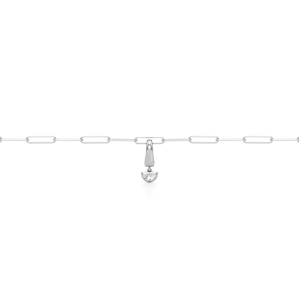 The Duo Chain Bracelet + Curve with Lab Cut Diamond in 14KT White Gold view 5
