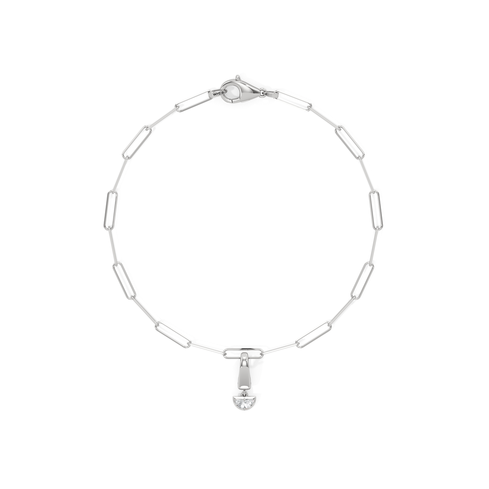 The Duo Chain Bracelet + Curve with Lab Cut Diamond in 14KT White Gold view 1

