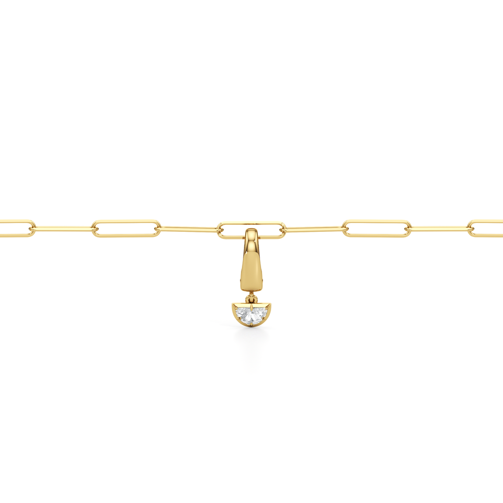 The Duo Chain Bracelet + Curve with Lab Cut Diamond in 14KT Yellow Gold view 4
