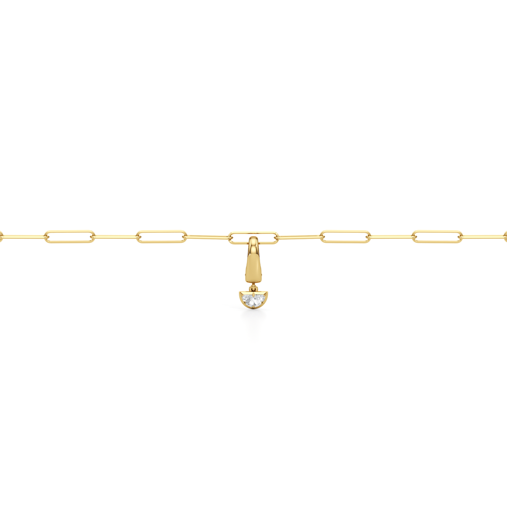 The Duo Chain Bracelet + Curve with Lab Cut Diamond in 14KT Yellow Gold view 5
