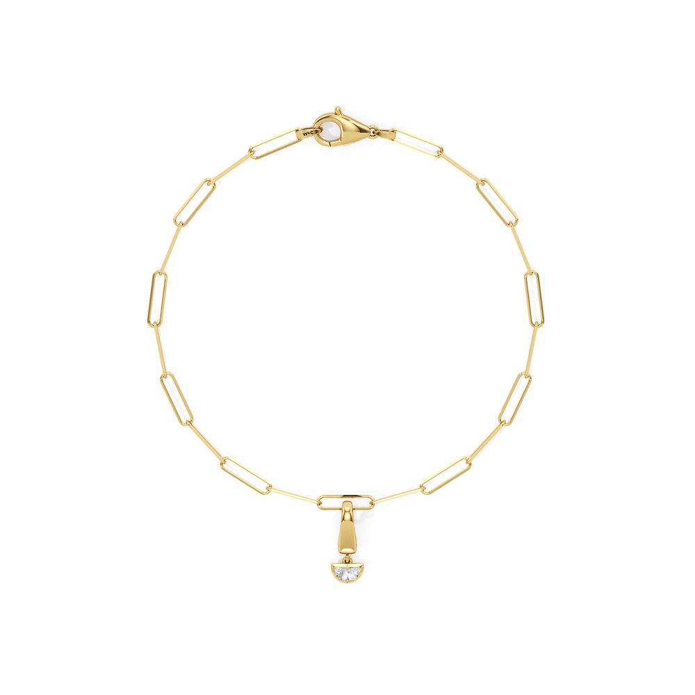 The Duo Chain Bracelet + Curve with Lab Cut Diamond in 14KT Yellow Gold view 1
