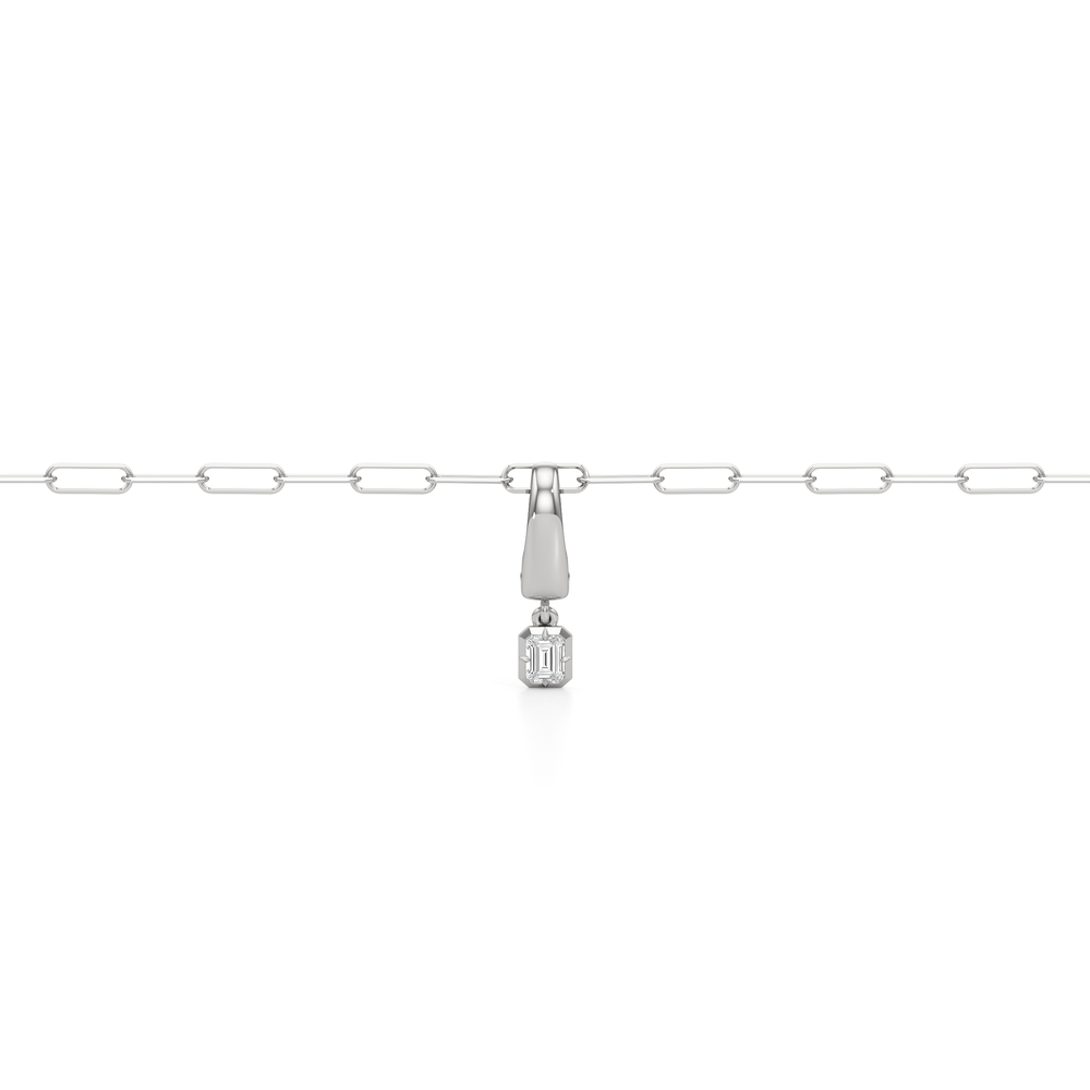The Trace Chain Bracelet + Crest with Lab Cut Diamond in 14KT White Gold view 4
