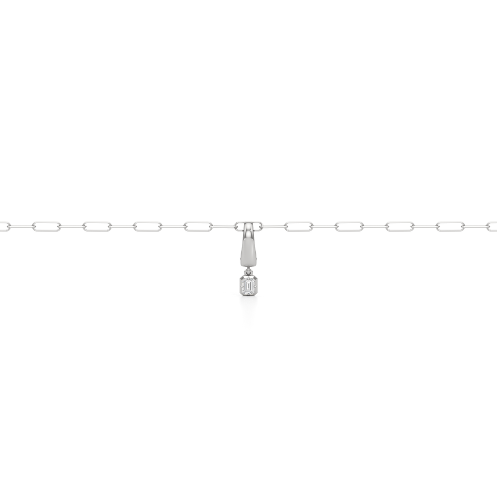 The Trace Chain Bracelet + Crest with Lab Cut Diamond in 14KT White Gold view 5
