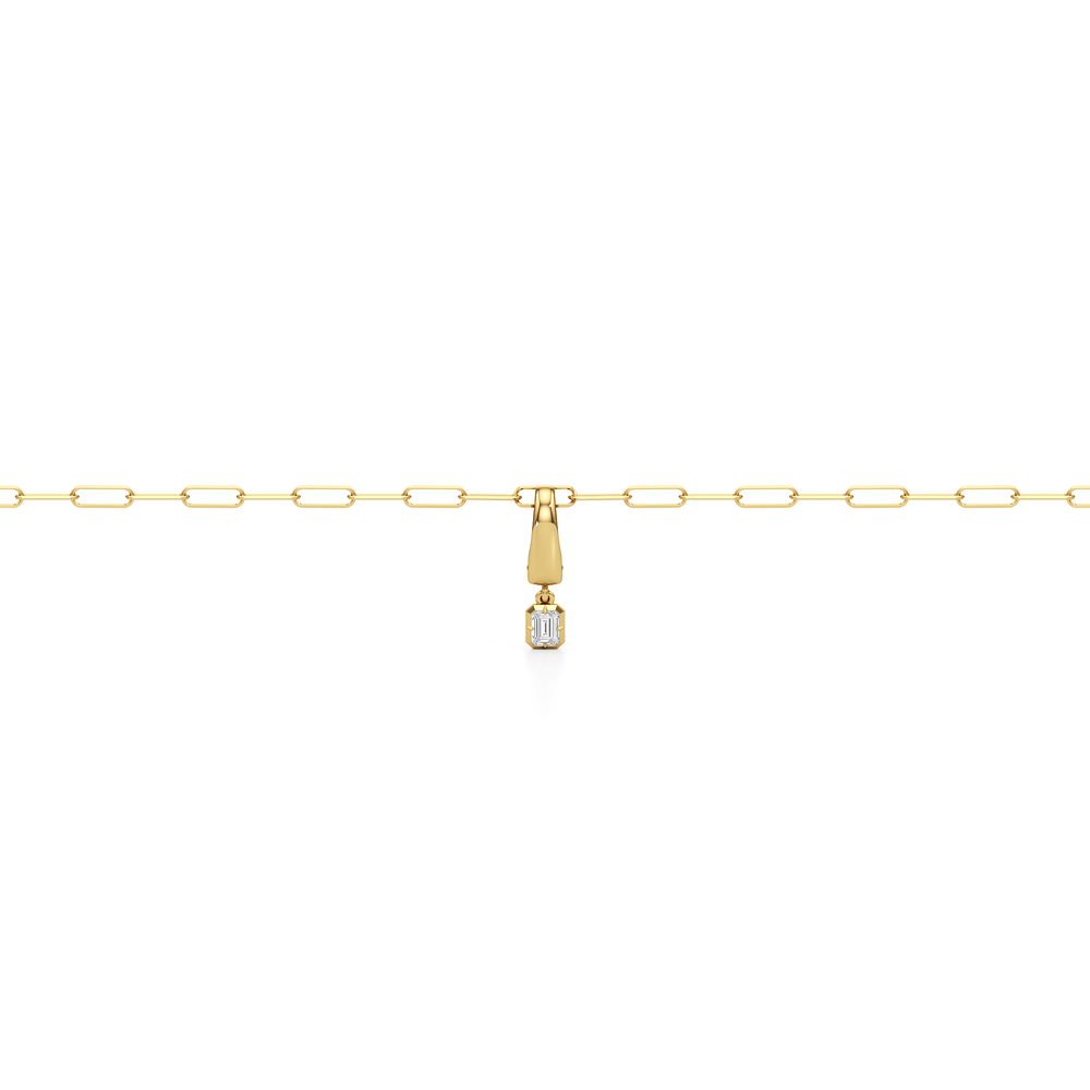 The Trace Chain Bracelet + Crest with Lab Cut Diamond in 14KT Yellow Gold view 5
