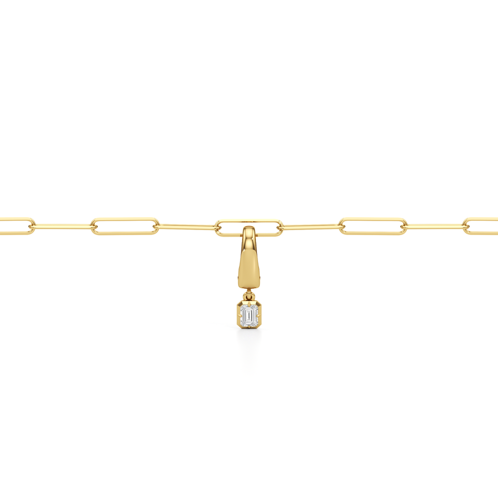 The Duo Chain Bracelet + Crest with Lab Cut Diamond in 14KT Yellow Gold view 4
