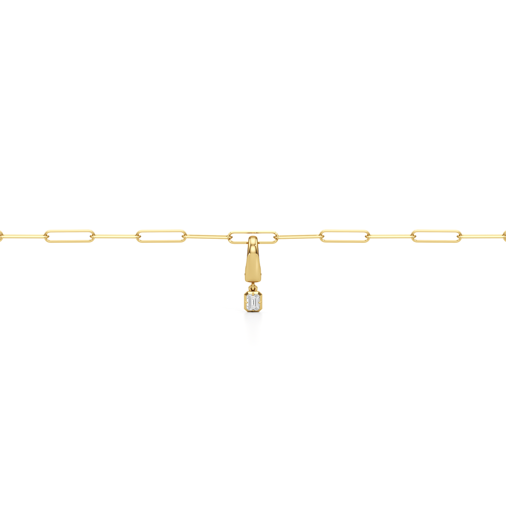 The Duo Chain Bracelet + Crest with Lab Cut Diamond in 14KT Yellow Gold view 5
