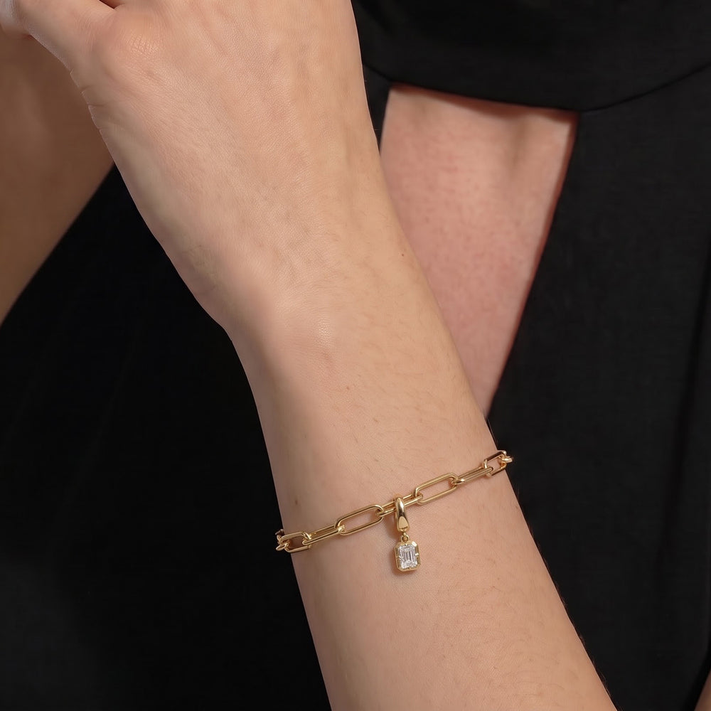 The Trace Chain Bracelet with 14KT White Gold Cut Diamond in 14KT White Gold view 3
